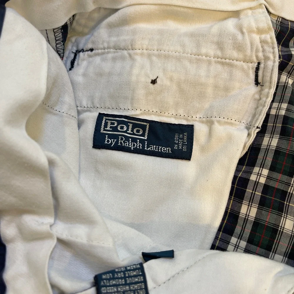 Ralph Lauren Blue and White Plaid Flat-Front Shorts